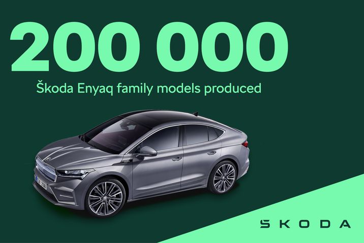 A Škoda Enyaq termékcsalád gyártási darabszáma átlépte a 200 ezres szintet